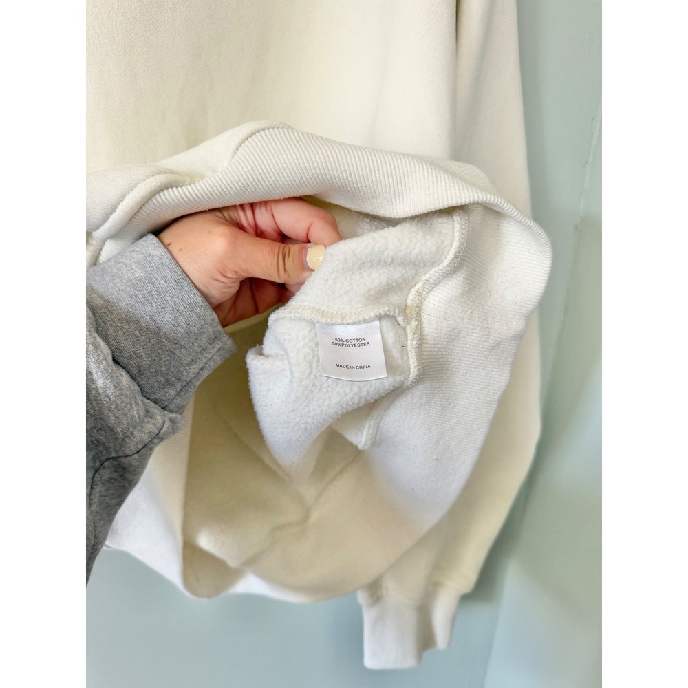 White Fox Archive 6.0 Oversized Hoodie Cream Blue Puff Print Graphic Size M/L - Picture 9 of 10